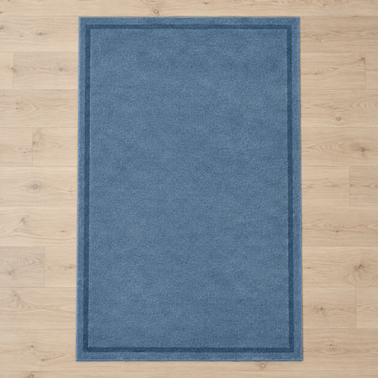 Dusty Blue plain hand tufted single border rug