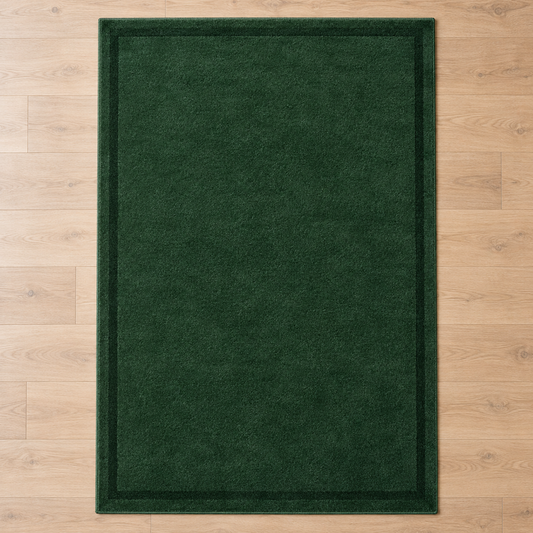 Forest Green plain hand tufted single border rug