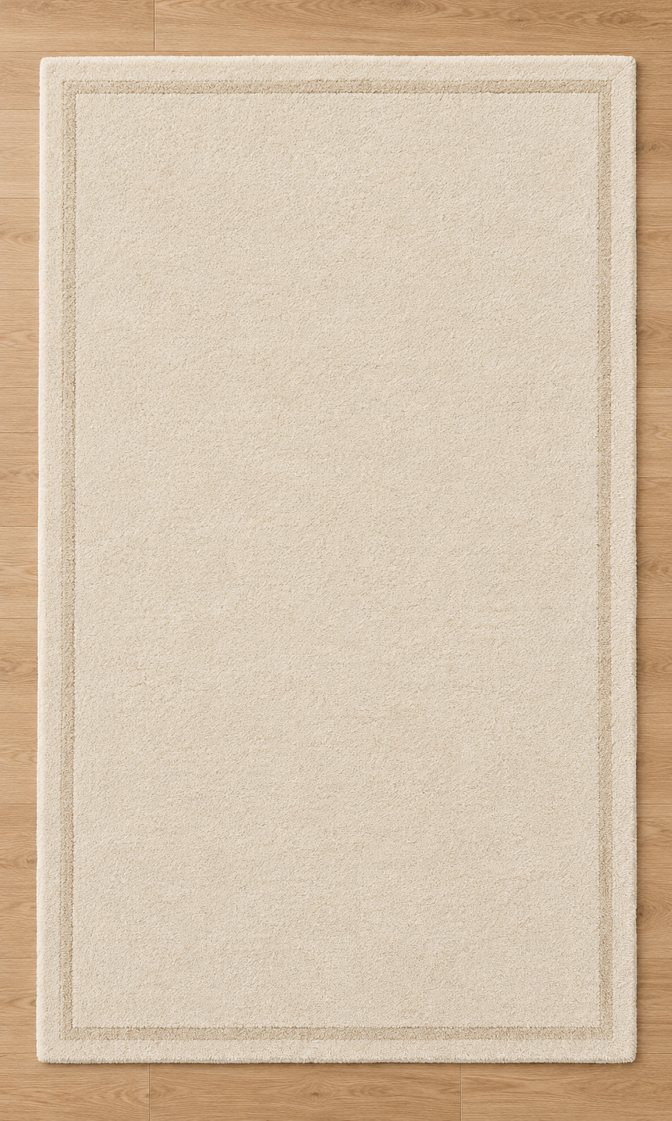 Ivory cream plain hand tufted rug with subtle single border
