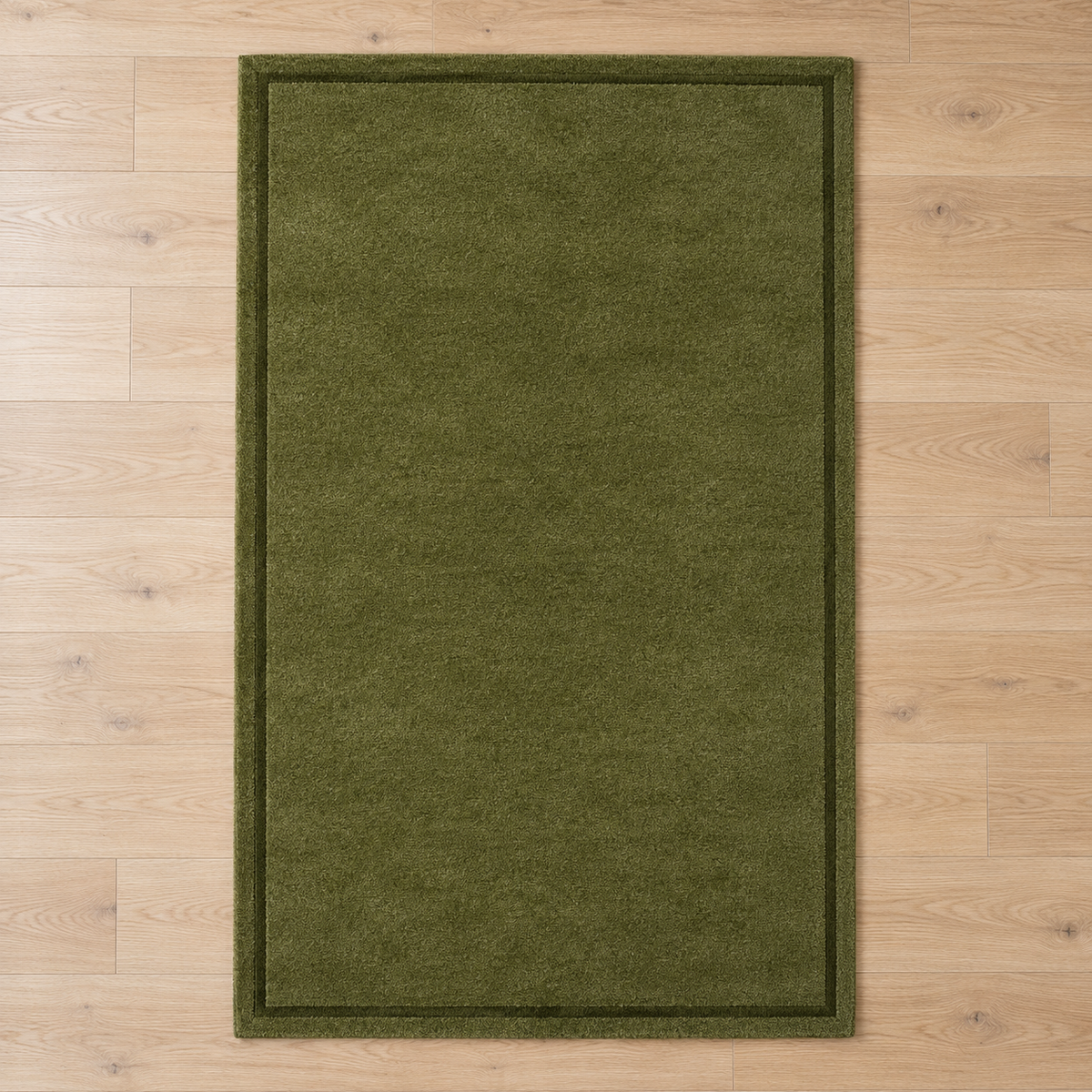 Olive Green plain hand tufted single border rug