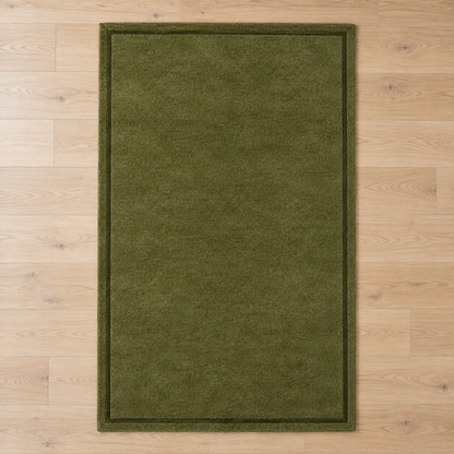 Olive Green plain hand tufted single border rug