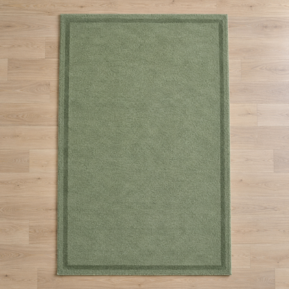 Sage Green plain hand tufted single border rug