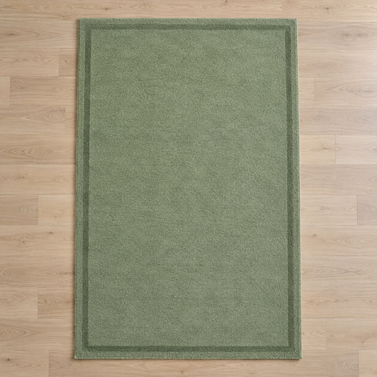 Sage Green plain hand tufted single border rug