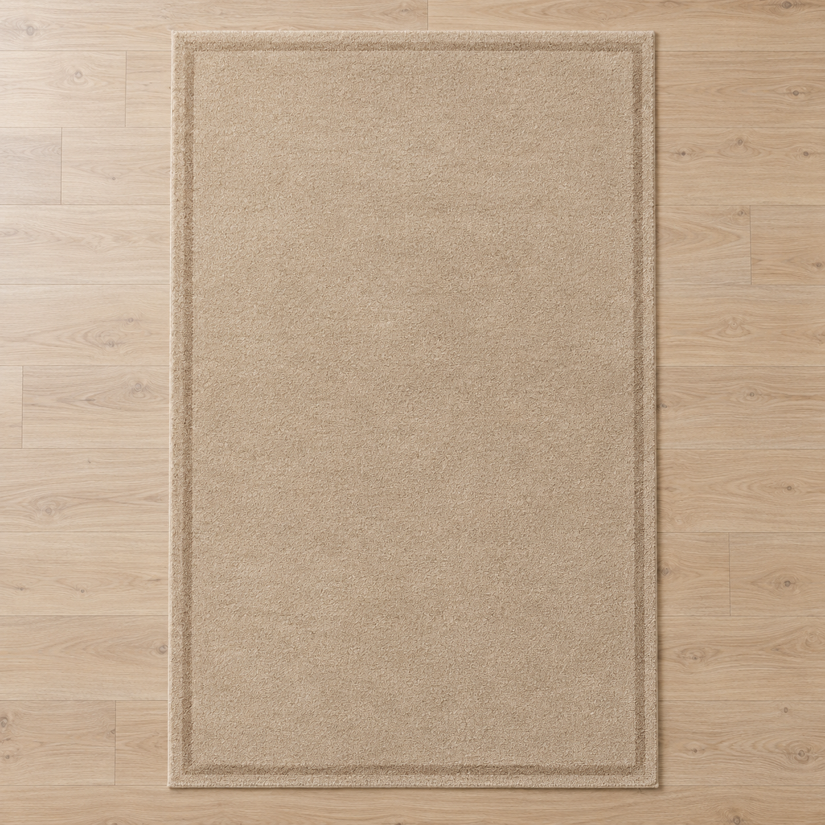 Warm Beige plain hand tufted single border rug