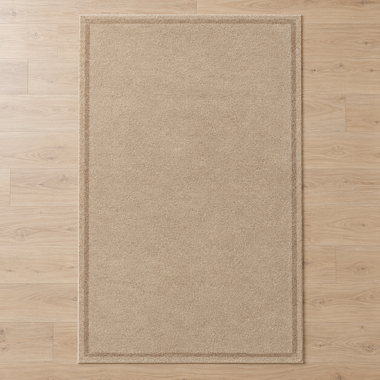 Warm Beige plain hand tufted single border rug
