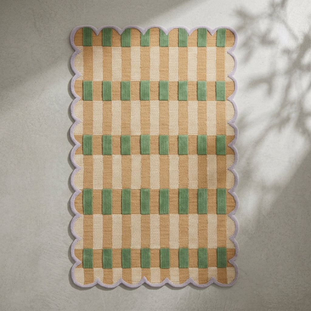 Bohemian Hand Tufted Wool Carpet | Handmade Boho Rug with Natural Latex Anti-Skid Backing