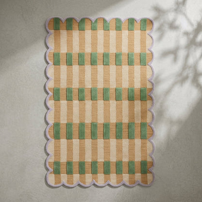 Bohemian Hand Tufted Wool Carpet | Handmade Boho Rug with Natural Latex Anti-Skid Backing