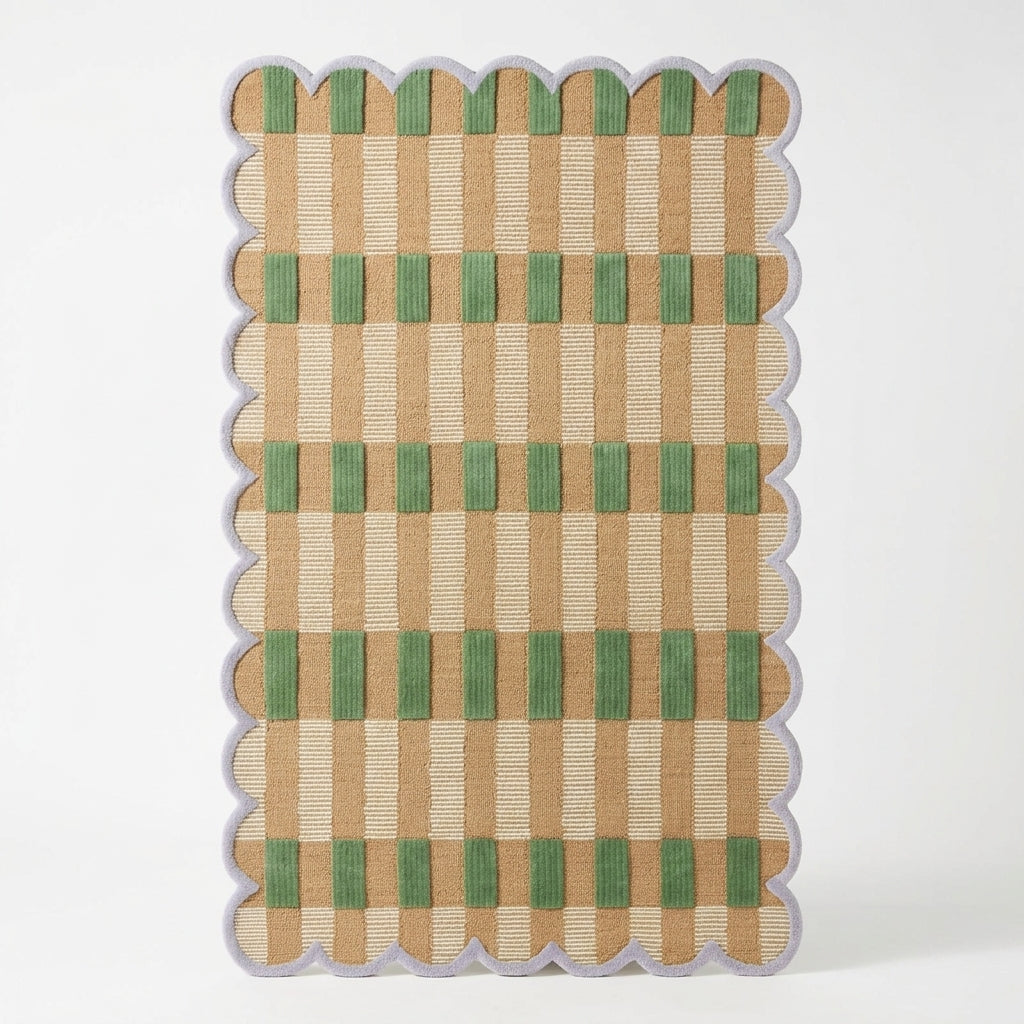 Bohemian Hand Tufted Wool Carpet | Handmade Boho Rug with Natural Latex Anti-Skid Backing