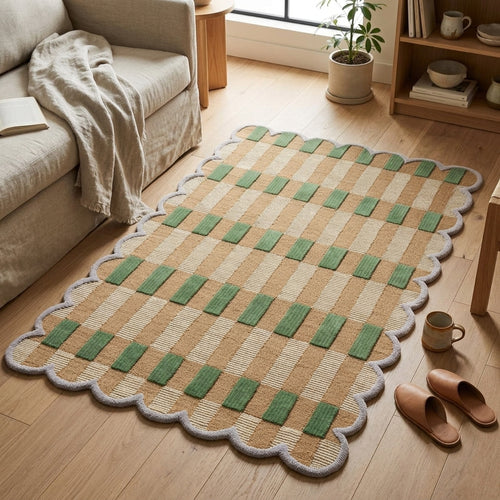Bohemian Hand Tufted Wool Carpet | Handmade Boho Rug with Natural Latex Anti-Skid Backing