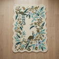 Luxury Hand Tufted Peacock Floral Wool Carpet | Natural Wool Rug with Natural Latex Anti-Skid Backing