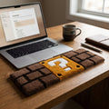 Hand-Tufted Mario Question Block Keyboard Rug & Wrist Rest | Custom Retro Gaming Plush Desk Mat