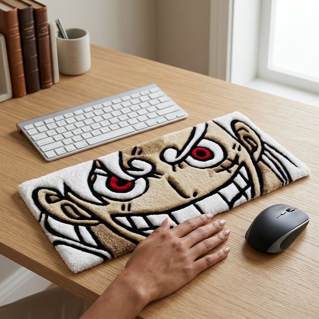 Hand-Tufted Gear 5 Luffy Keyboard Rug & Wrist Rest | Custom Anime One Piece Plush Desk Mat
