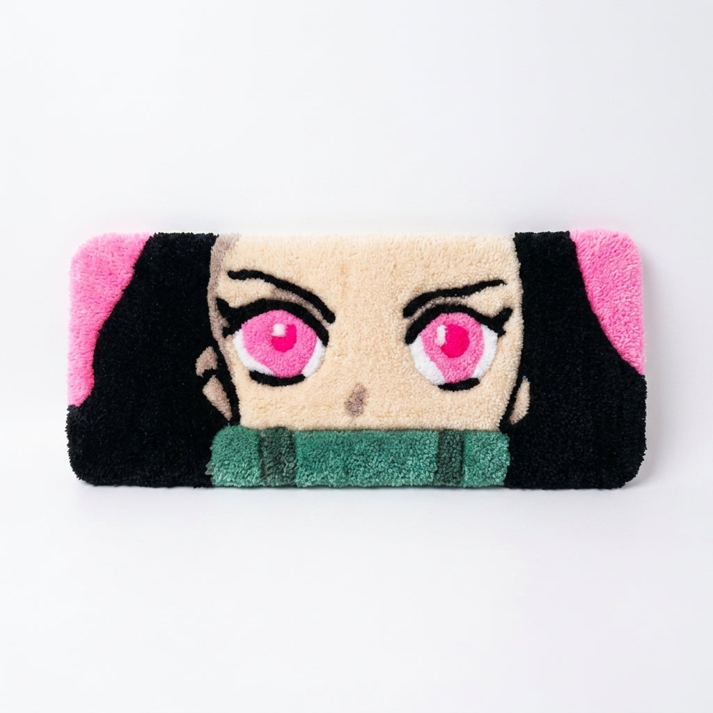 Hand-Tufted Nezuko Keyboard Rug & Wrist Rest | Custom Anime Demon Slayer Plush Desk Mat