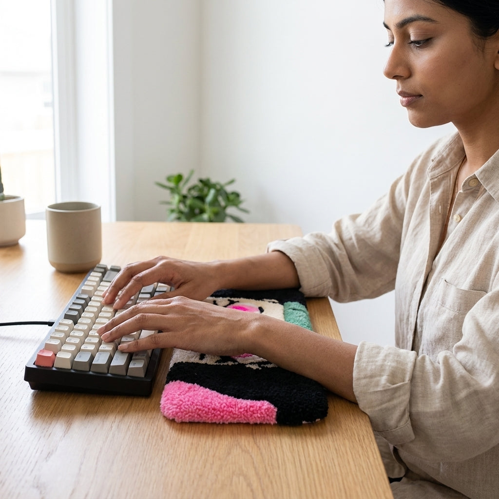 Hand-Tufted Nezuko Keyboard Rug & Wrist Rest | Custom Anime Demon Slayer Plush Desk Mat