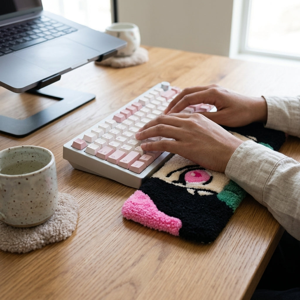 Hand-Tufted Nezuko Keyboard Rug & Wrist Rest | Custom Anime Demon Slayer Plush Desk Mat