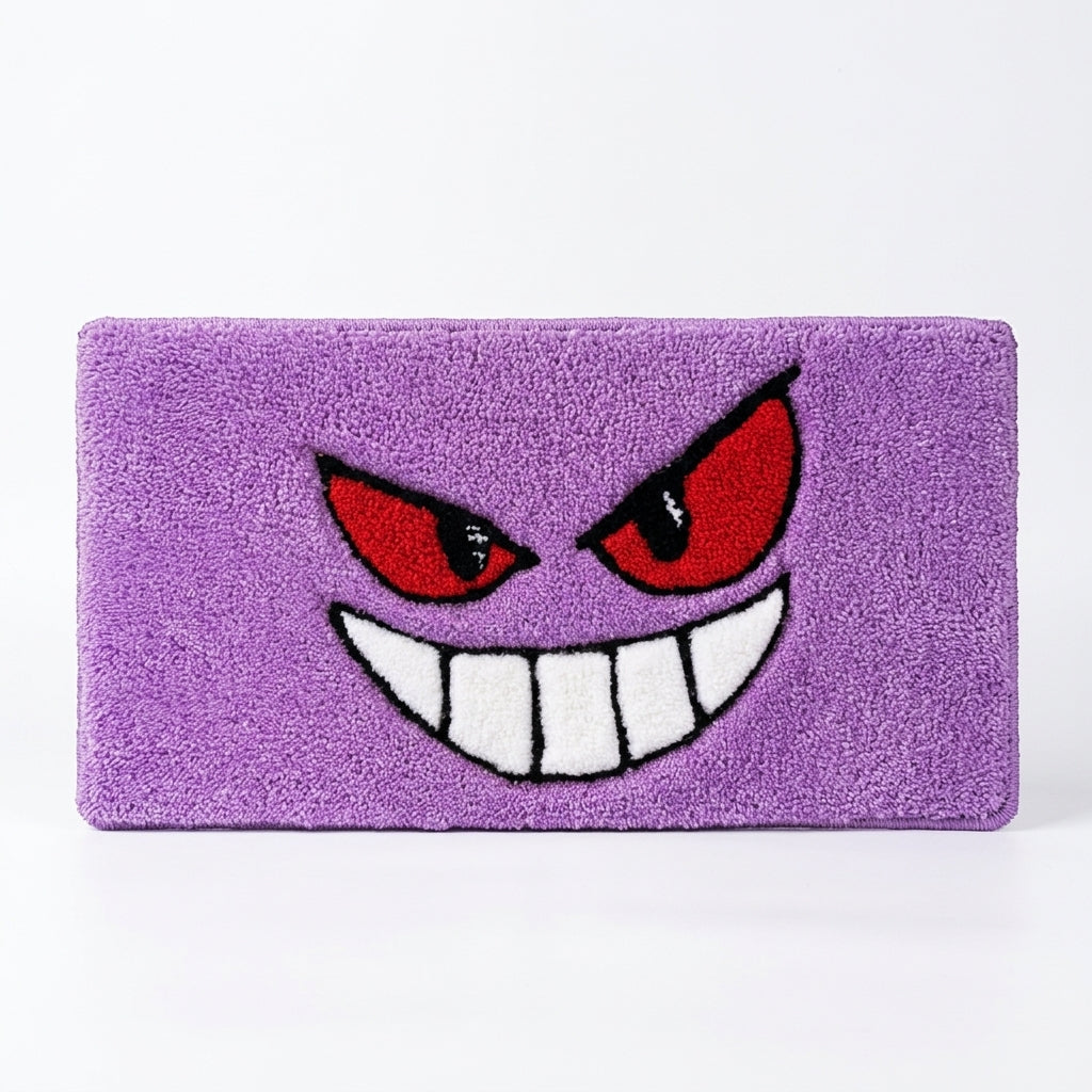 Hand-Tufted Gengar Keyboard Rug & Wrist Rest | Custom Purple Ghost Plush Desk Mat