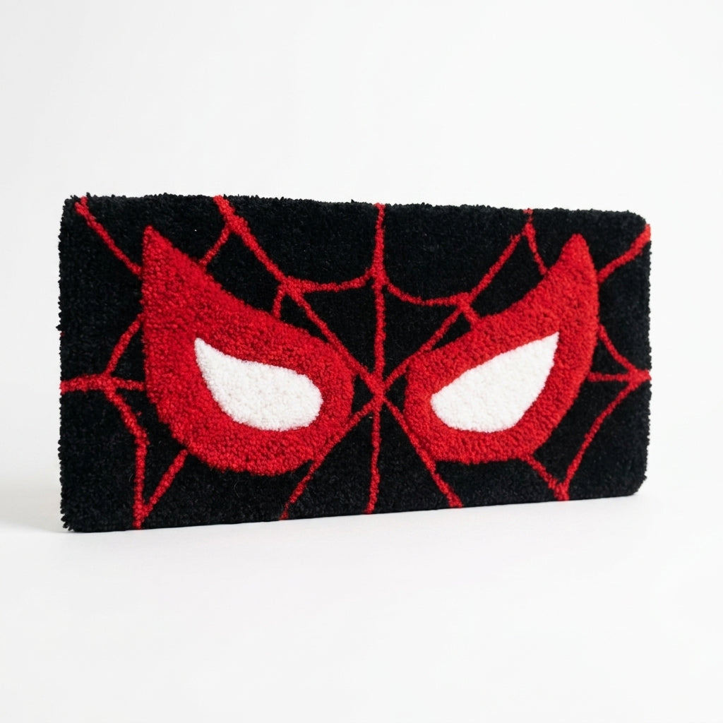 Hand-Tufted Spider-Man Keyboard Rug & Wrist Rest | Custom Miles Morales Superhero Plush Desk Mat