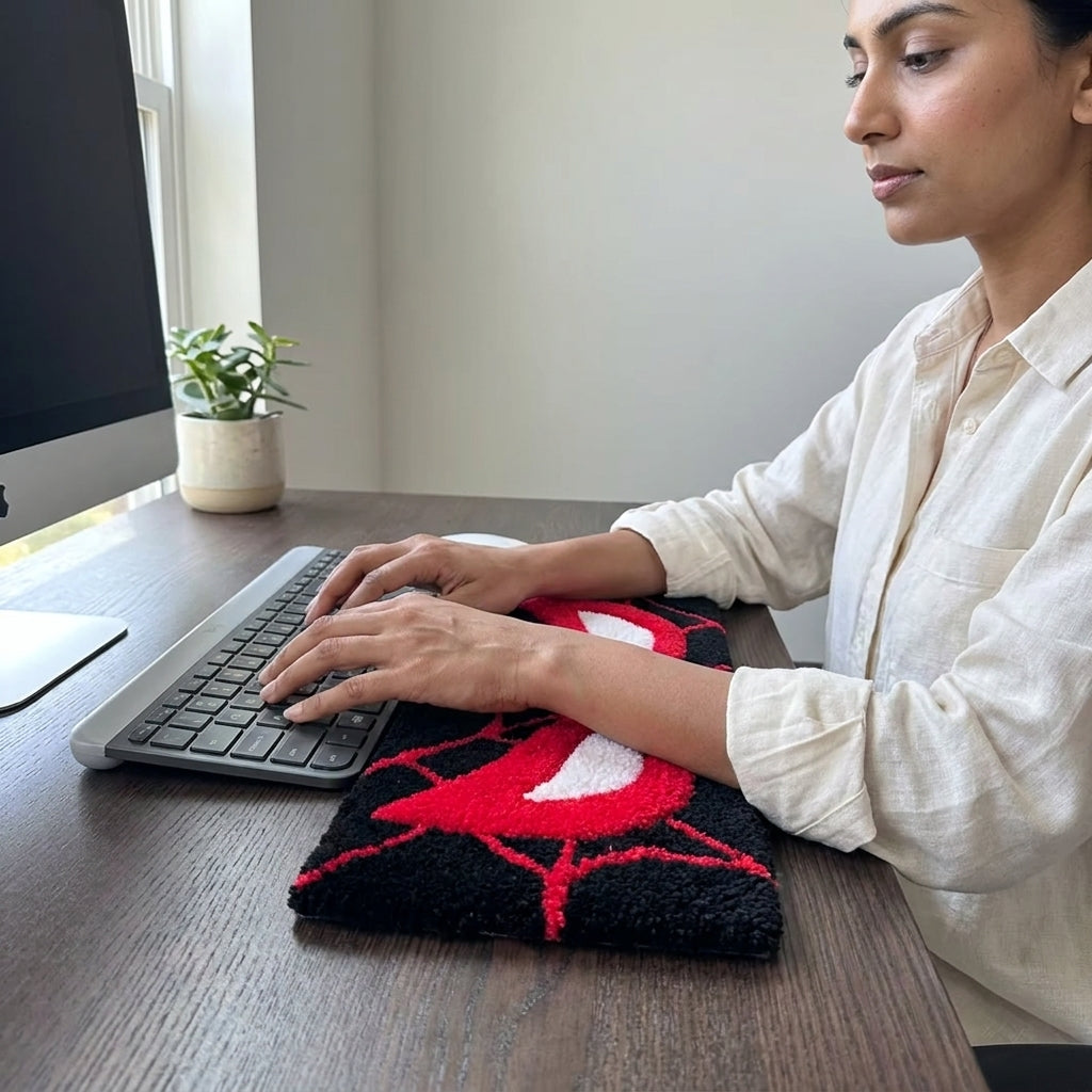 Hand-Tufted Spider-Man Keyboard Rug & Wrist Rest | Custom Miles Morales Superhero Plush Desk Mat