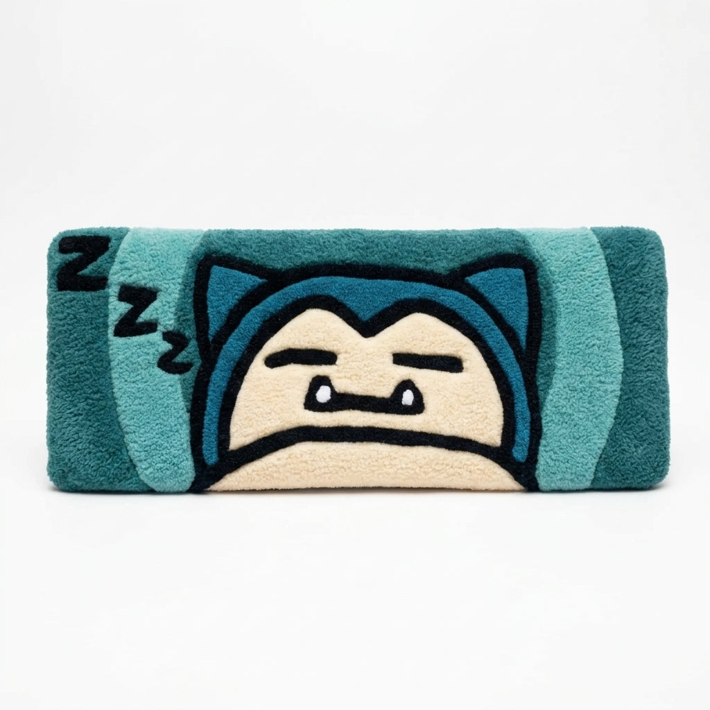 Hand-Tufted Snorlax Keyboard Rug & Wrist Rest | Custom Sleeping Pokémon Plush Desk Mat