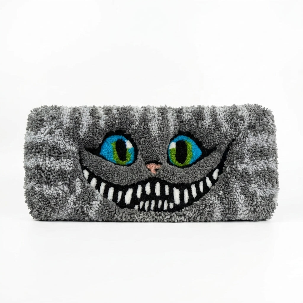Hand-Tufted Cheshire Cat Keyboard Rug & Wrist Rest | Custom Alice in Wonderland Plush Desk Mat