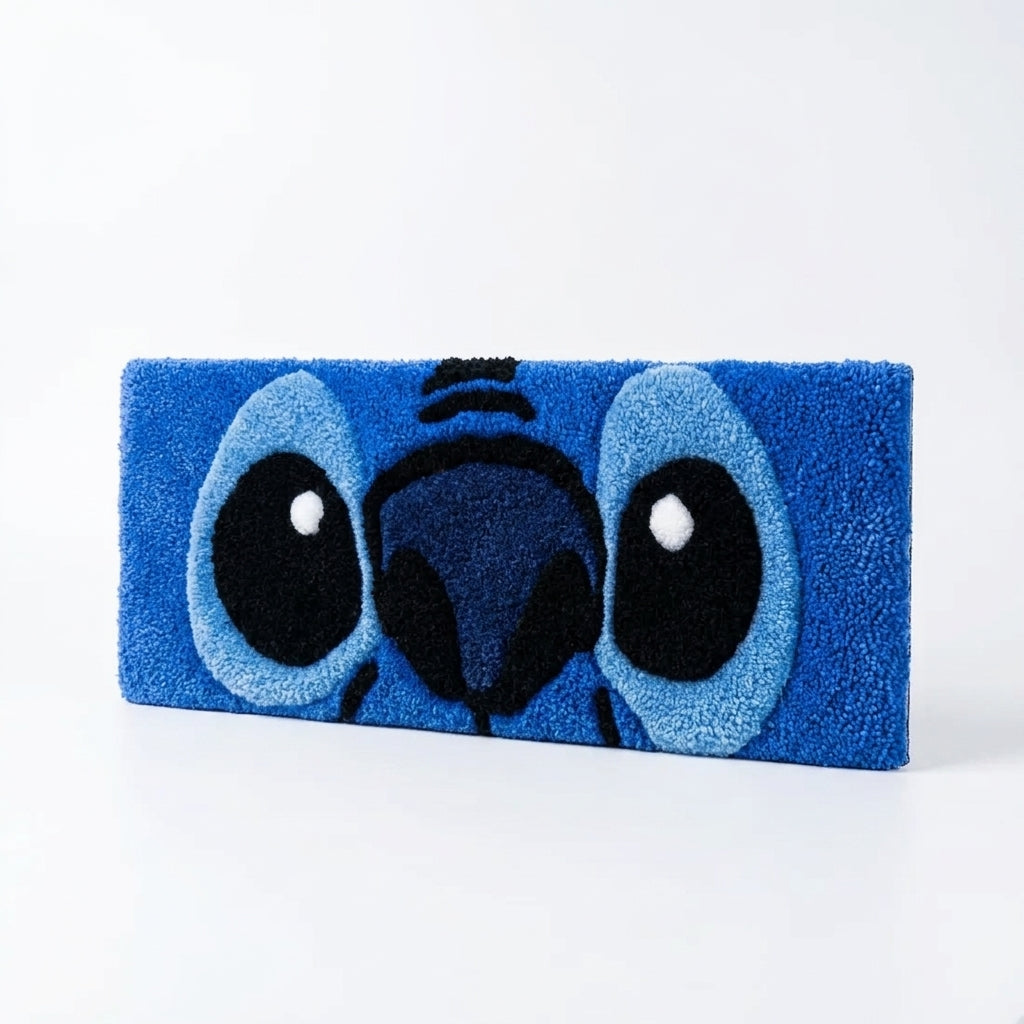 Hand-Tufted Stitch Keyboard Rug & Wrist Rest | Custom Disney Blue Alien Plush Desk Mat