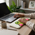 Hand-Tufted Frog Keyboard Rug & Wrist Rest | Cute Kawaii Green & Pink Plush Desk Mat