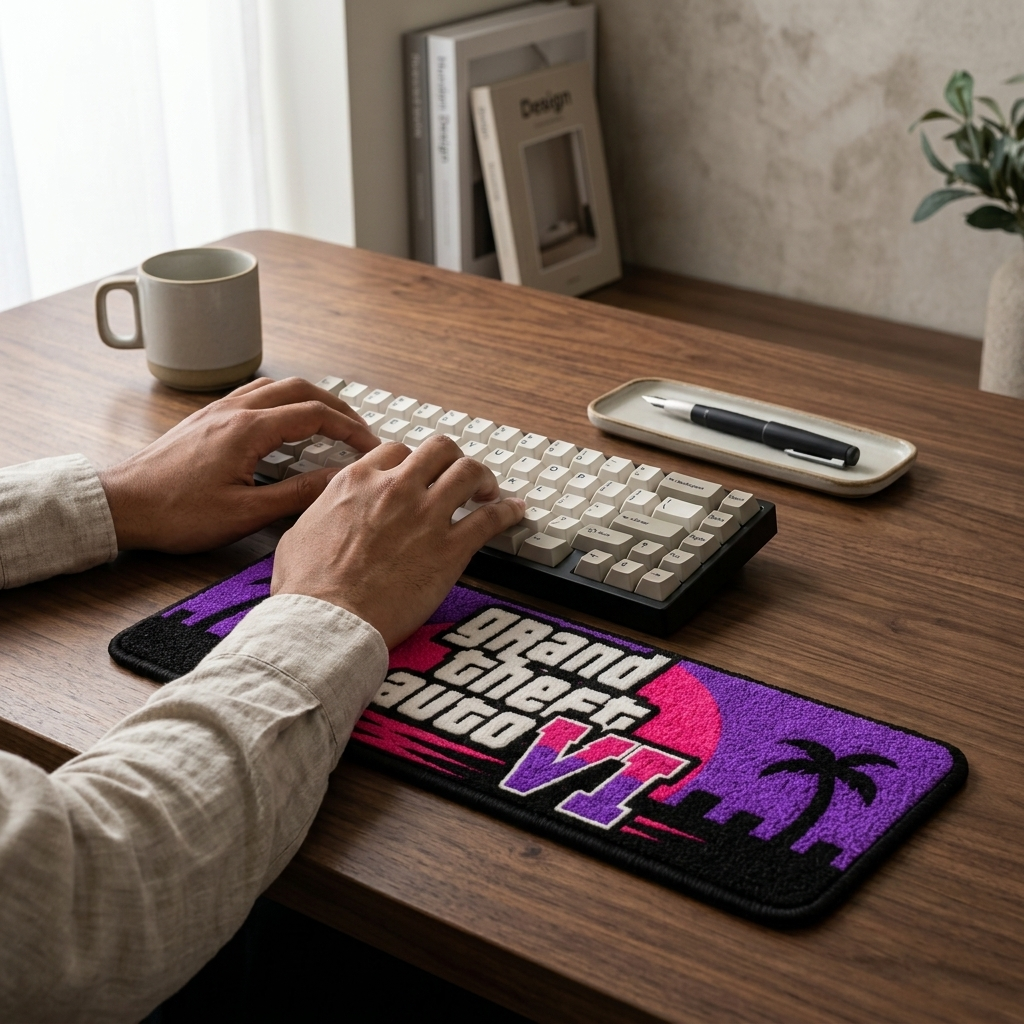 Handmade Grand Theft Auto VI-Inspired Gaming Keyboard Rug