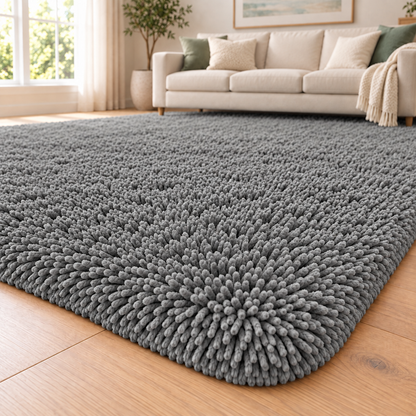 Classic Grey solid shaggy area rug – additional product view