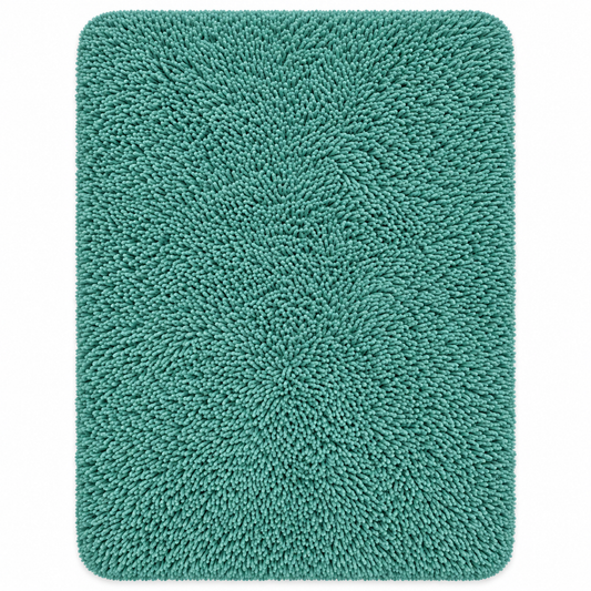 Teal Green shaggy area rug - front view