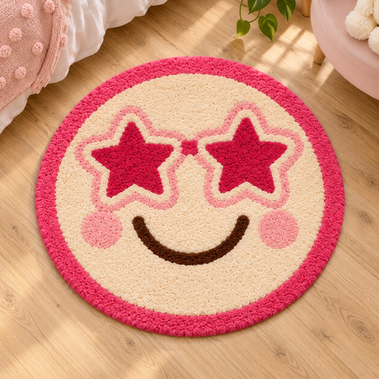 Starry Eyes Smiley Rug — hand tufted wool rug