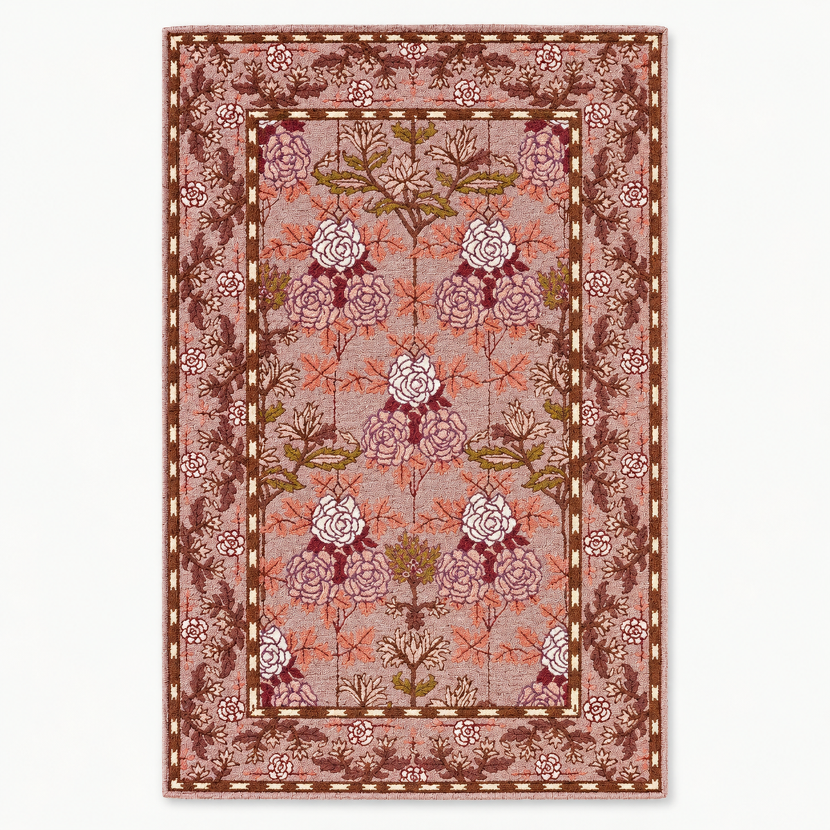 Full vertical front view, hand tufted wool pile