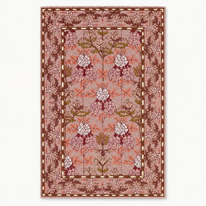 Full vertical front view, hand tufted wool pile
