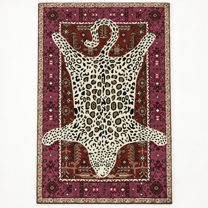 Full vertical front view, hand tufted wool pile